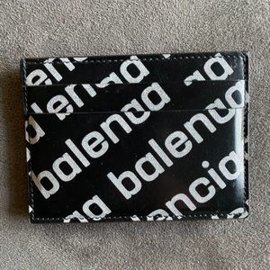 Balenciaga Leather Logo-Print Cardholder